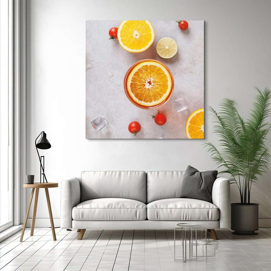 Obraz na płótnie 60x60 - Cytryny Pomarańczowy Zestaw - cytryny, pomarańcze