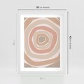 Plakat w ramie 30x40 - Roztopione Granice - abstakcyjne koła, delikatne odcienie beżu - rama biała