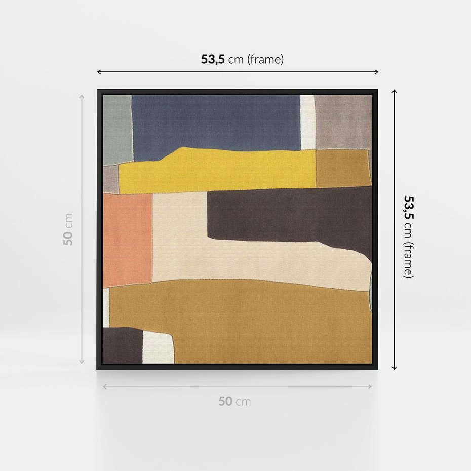 Obraz w ramie 50x50 - Pasy Abstrakcji - kolorowe pasy, plamy koloru - rama czarna