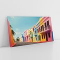 Obraz na płótnie 100x50 - Ekspresja marzeń i tęsknot - pastelowe kolorowe budynki, wzdłuż ulicy