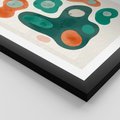 Plakat w ramie 30x40 - Kolorowe Przenikanie - przypadkowe abstrakcyjne plamy, pomarańczowy i zielony - rama czarna