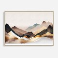 Obraz w ramie 100x70 - Góry Tonące w Pastelach - złote pastelowe góry, akwarela - rama drewno