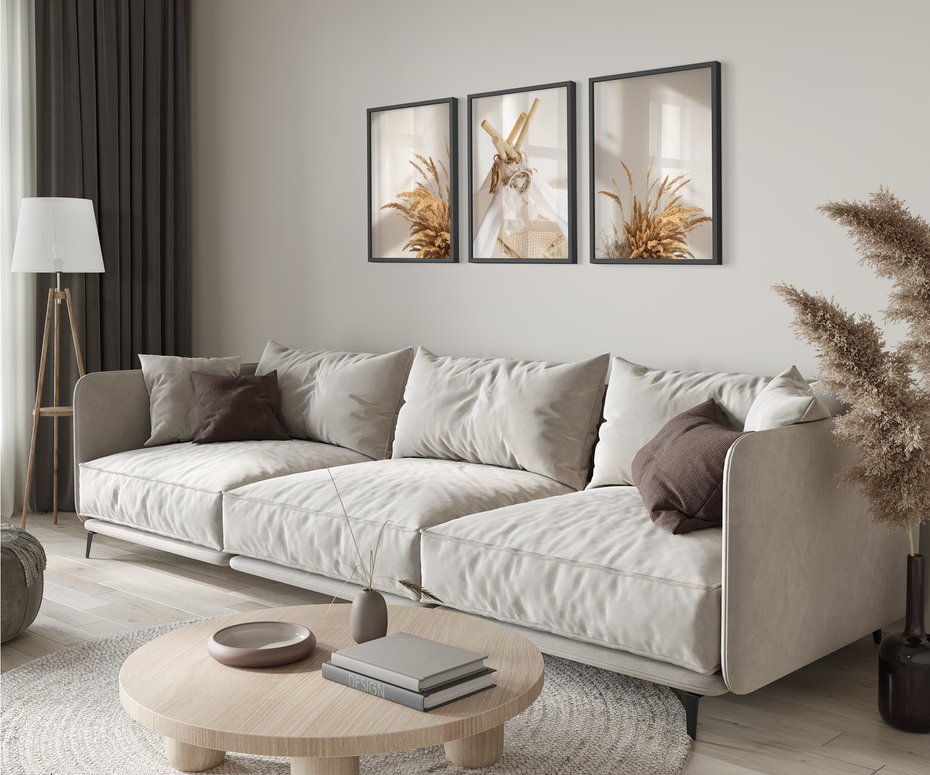 Zestaw obrazy w ramie 30x40 galeria - Boho, pampas, łapacz, snów - rama czarna