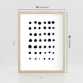 Plakat w ramie 30x40 - Refleksje Światła - minimalistyczna kompozycja, czarne kropkina białym tle - rama drewno