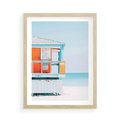Plakat w ramie 50x70 - Letnia Idylla - plaża, domek na plaży - rama drewno