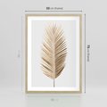 Plakat w ramie 50x70 - Złoty blask palmowego liścia - złota, palma - rama drewno