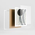 Plakat w ramie 40x50 - Abstrakcyjne Kształty w Szarościach - abstrakcja, akwarelowe plamy - rama biała