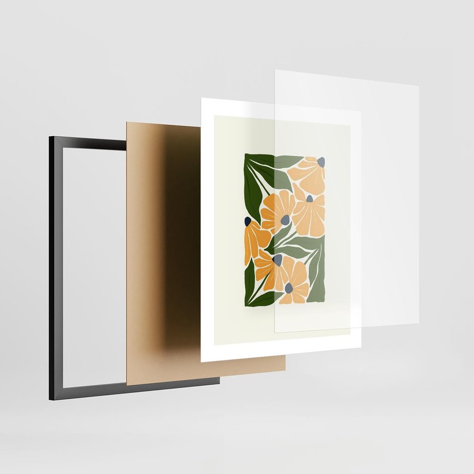 Plakat w ramie 40x50 - Świetliste Kwiaty Natury - kwiaty, nowoczesna grafika - rama czarna