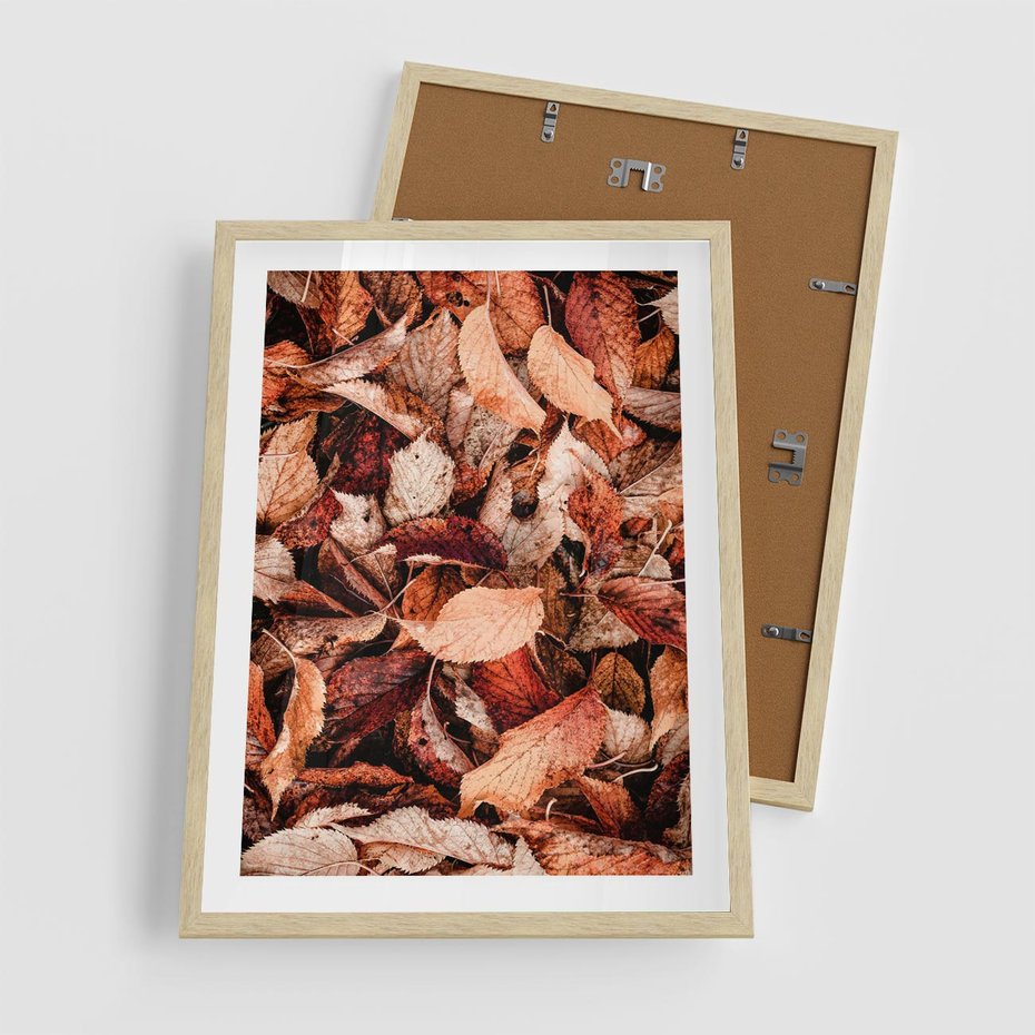 Plakat w ramie 50x70 - Magia Jesiennej Ziemi - liście, jesień - rama drewno