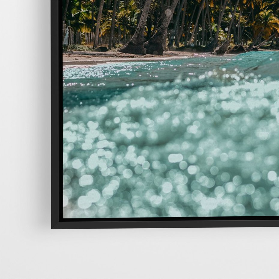 Obraz w ramie 50x70 - Rajskie Wakacje - plaża, palmy - rama czarna