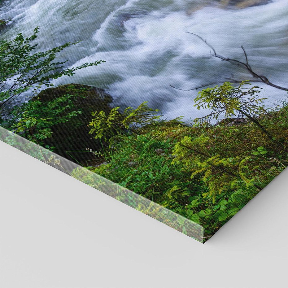 Obraz na płótnie 120x80 - Magia lasu nad rzeką - wodospad, rzeka
