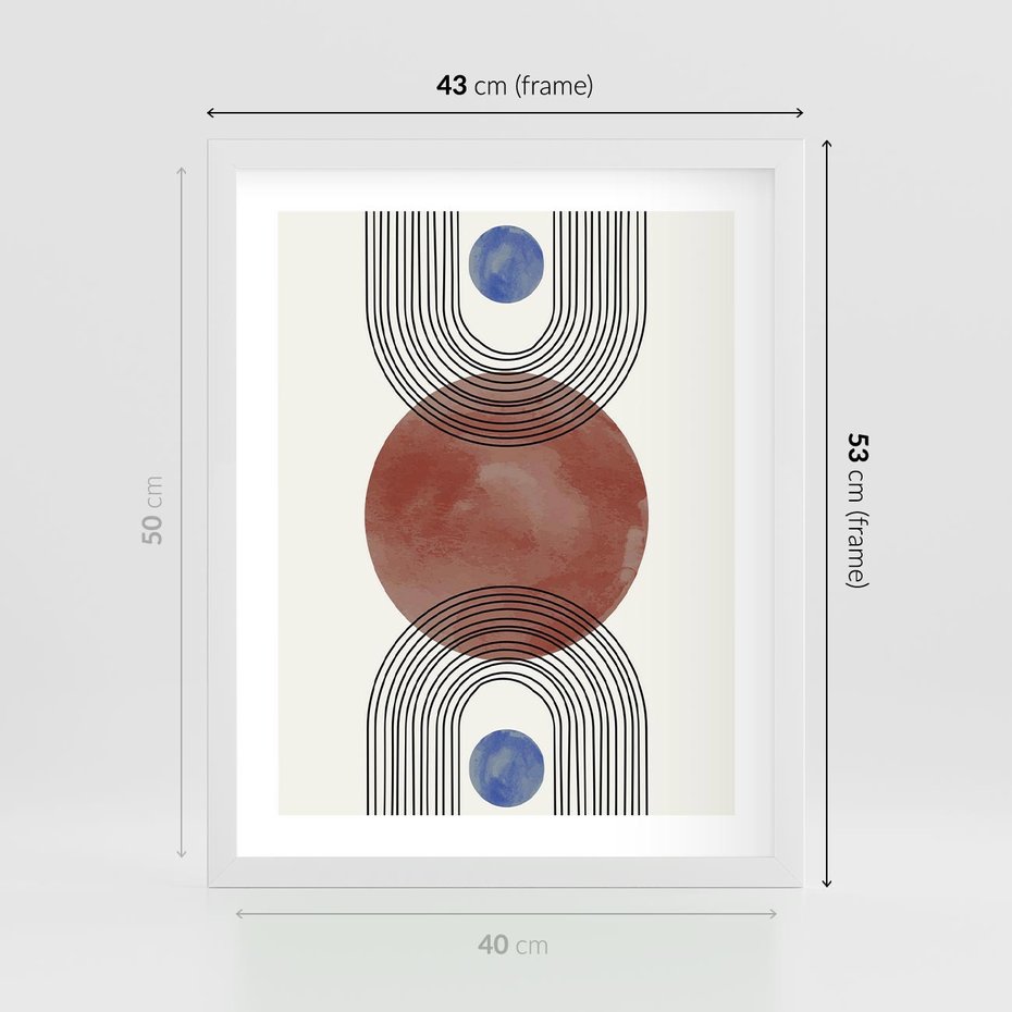 Plakat w ramie 40x50 - Księga Impulsów - nowoczesny plakat, styl midcentury - rama biała