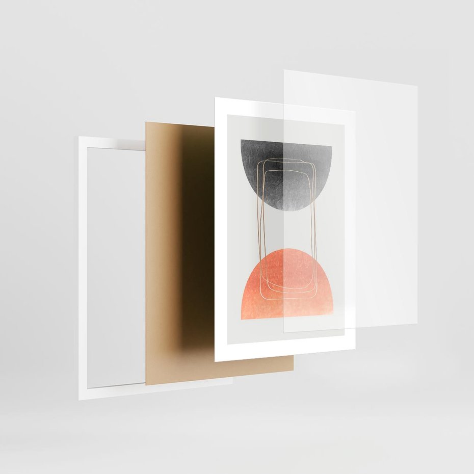 Plakat w ramie 30x40 - Sztuka Abstrakcji - minimalistyczny boho obraz, abstrakcyjny - rama biała