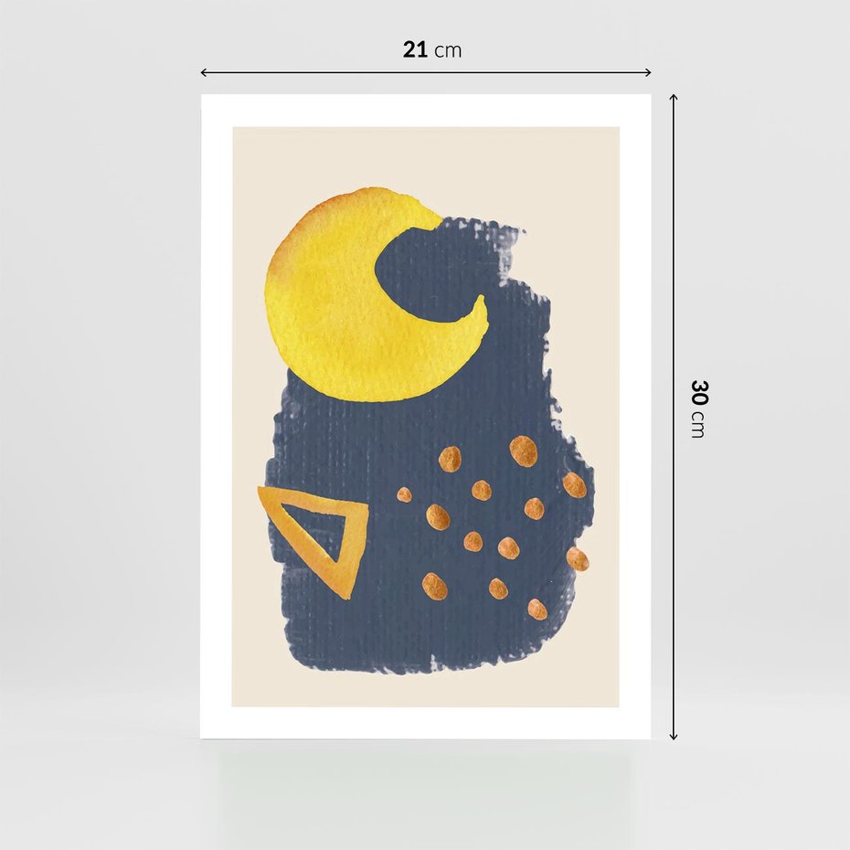 Plakat bez ramy 21x30 - Migocące Nocne Barwy - abstrakcyjna akwarelowa plama, granatowa