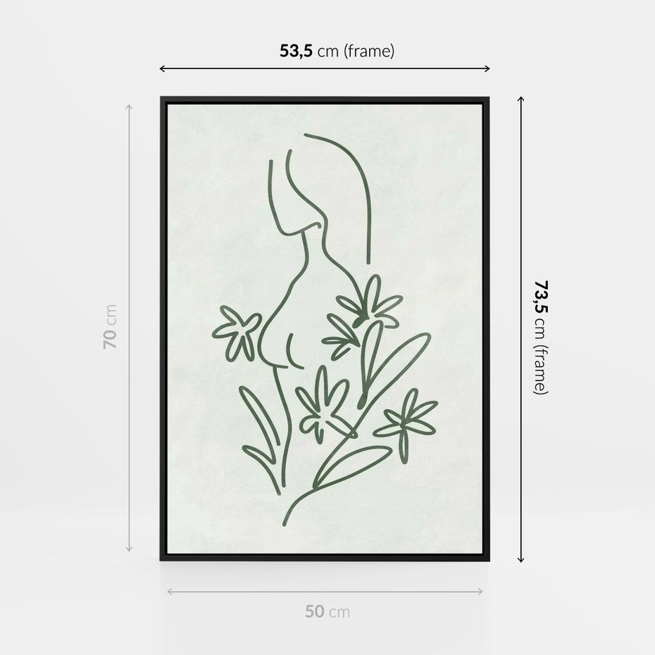 Obraz w ramie 50x70 - Odbicia Zielonego Raju - zielony odcień, abstrakcja - rama czarna