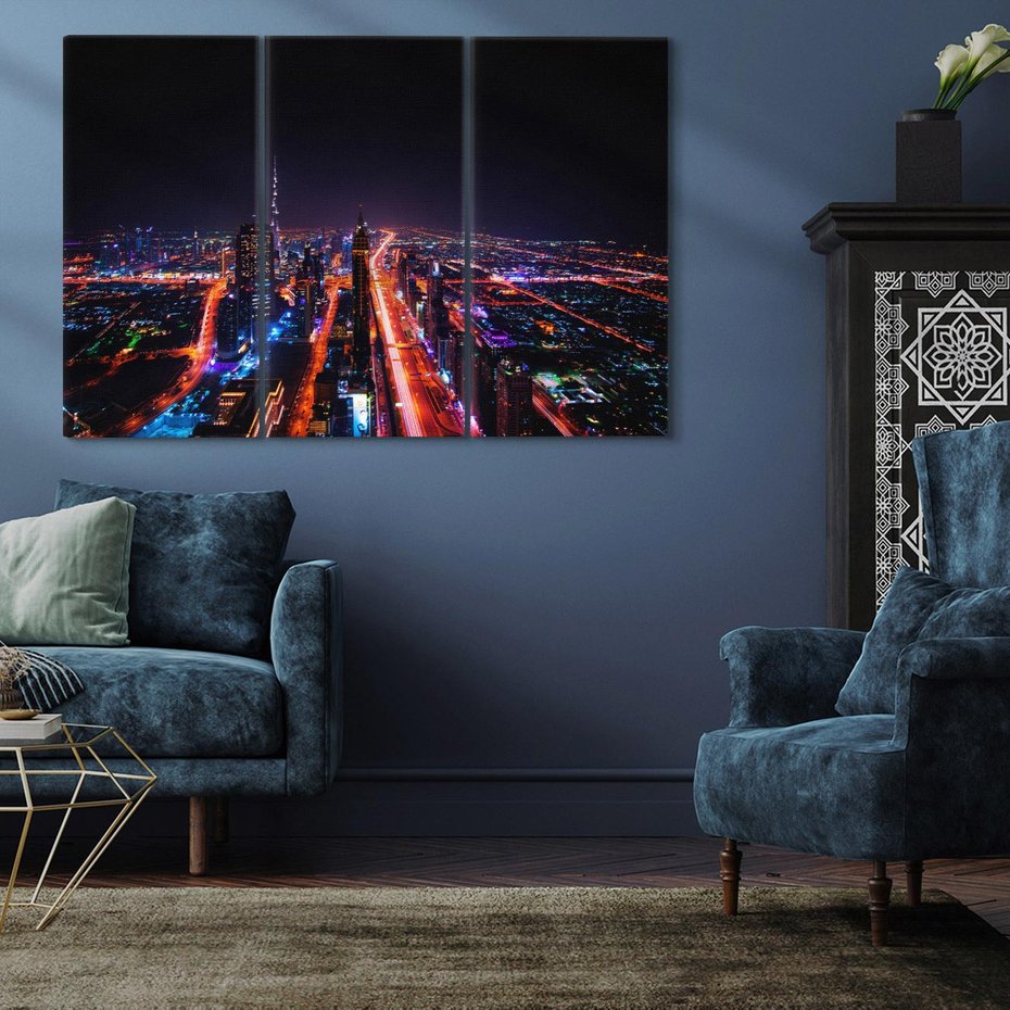 Obraz na płótnie 120x80 - Nocne oświetlenie miasta - miasto, noc