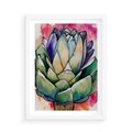 Plakat w ramie 50x70 - Estetyczna Roślina - abstrakcja, akwarela - rama biała