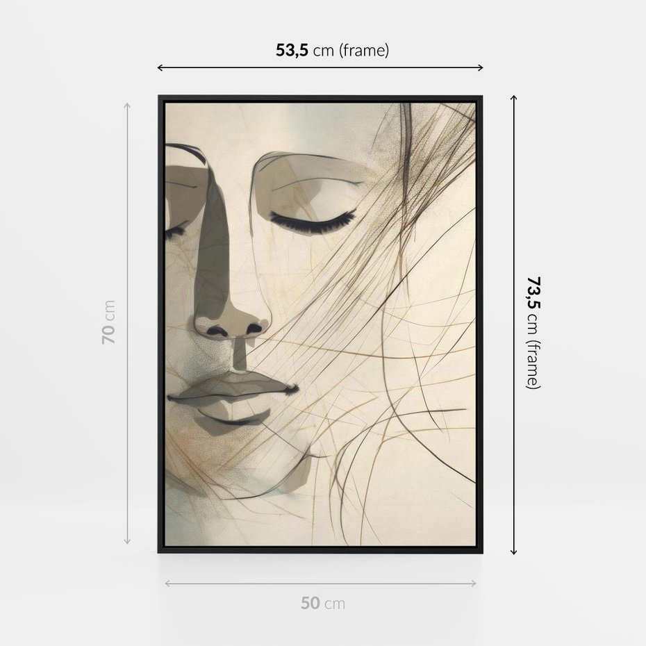 Obraz w ramie 50x70 - Tylko Zamknij Oczy - twarz kobiety, zamknięte oczy - rama czarna