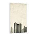 Obraz na płótnie 50x70 - Mroczne Wieżowce - postarzana grafika, perspektywa budynków wieżowców