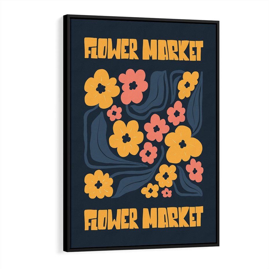 Obraz w ramie 70x100 - Impulsy Rozkwitu - plakat, granatowe tło - rama czarna