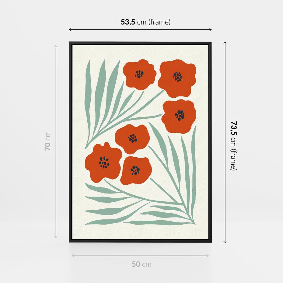 Obraz w ramie 50x70 - Makowe Odkrycie - czerwone kwiaty, maki - rama czarna