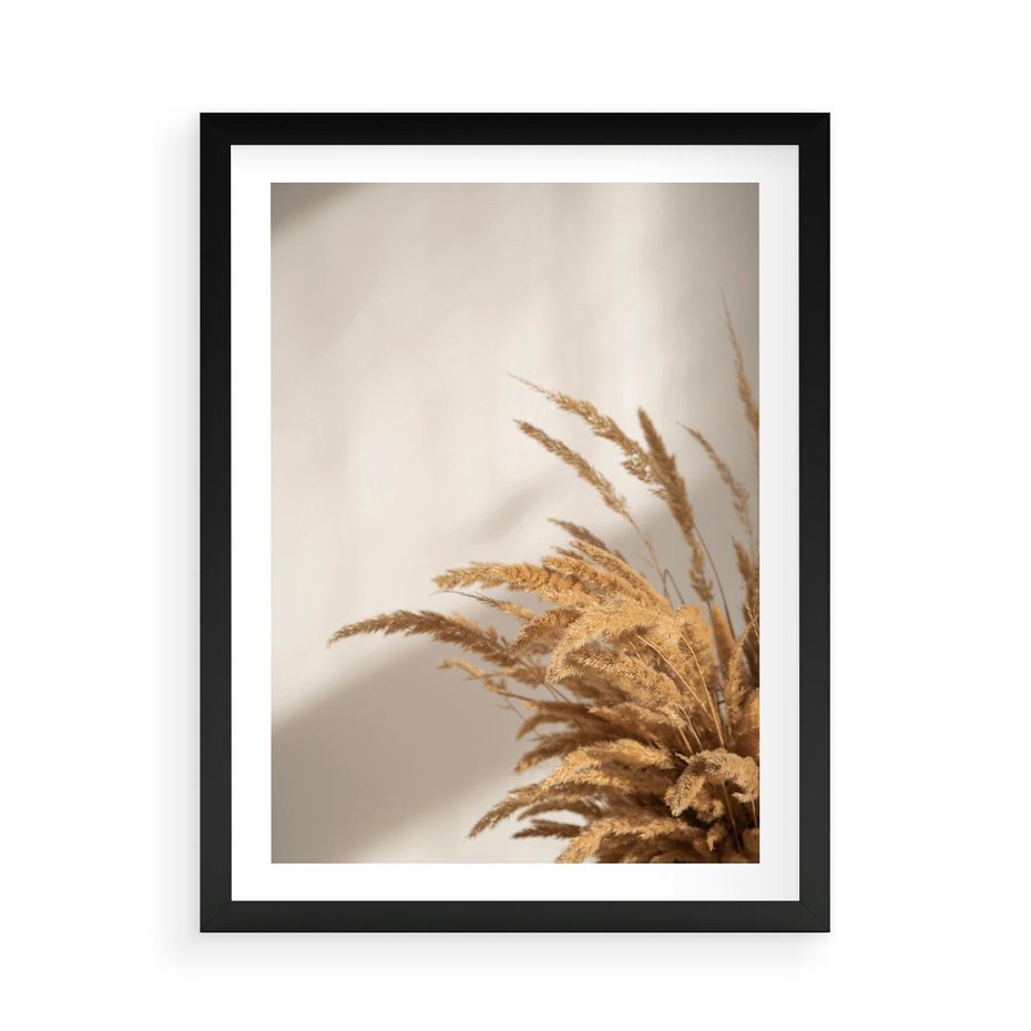 Plakat w ramie 50x70 - Swobodne trawy boho - boho, suche - rama czarna