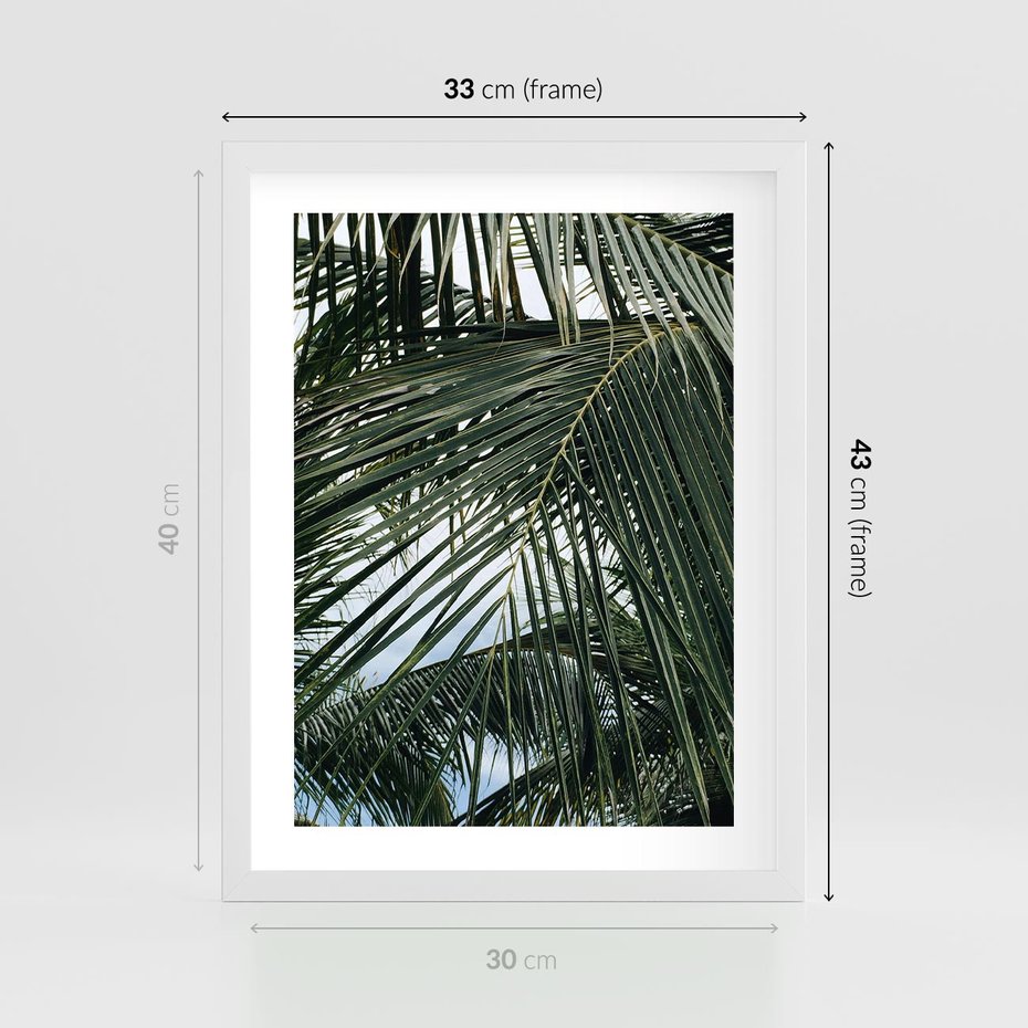Plakat w ramie 30x40 - Wakacyjna Magia - palmy, tropiki - rama biała