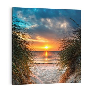 Obraz na płótnie 50x50 - Magia zachodu słońca na plaży - zachód, słońca