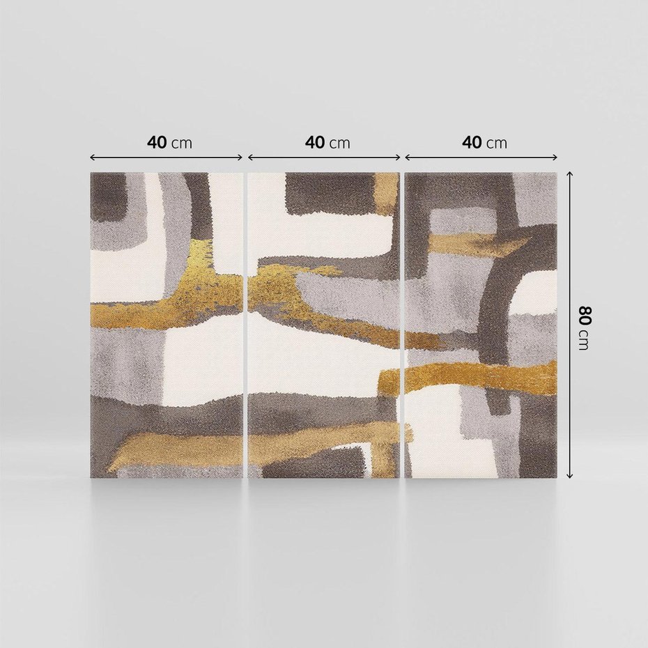 Obraz na płótnie 120x80 - Szaro-złote Wibracje - abstrakcyjne kształty, szerokie linie