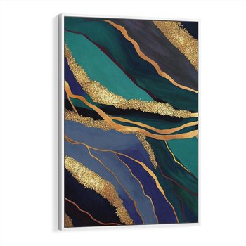 Obraz w ramie 50x70 - Sztorm malarskich emocji - marmur, abstrakcyjna grafika - rama biała