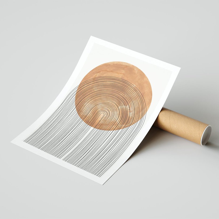 Plakat bez ramy 21x30 - Konturem Kształtowane - koło, boho styl