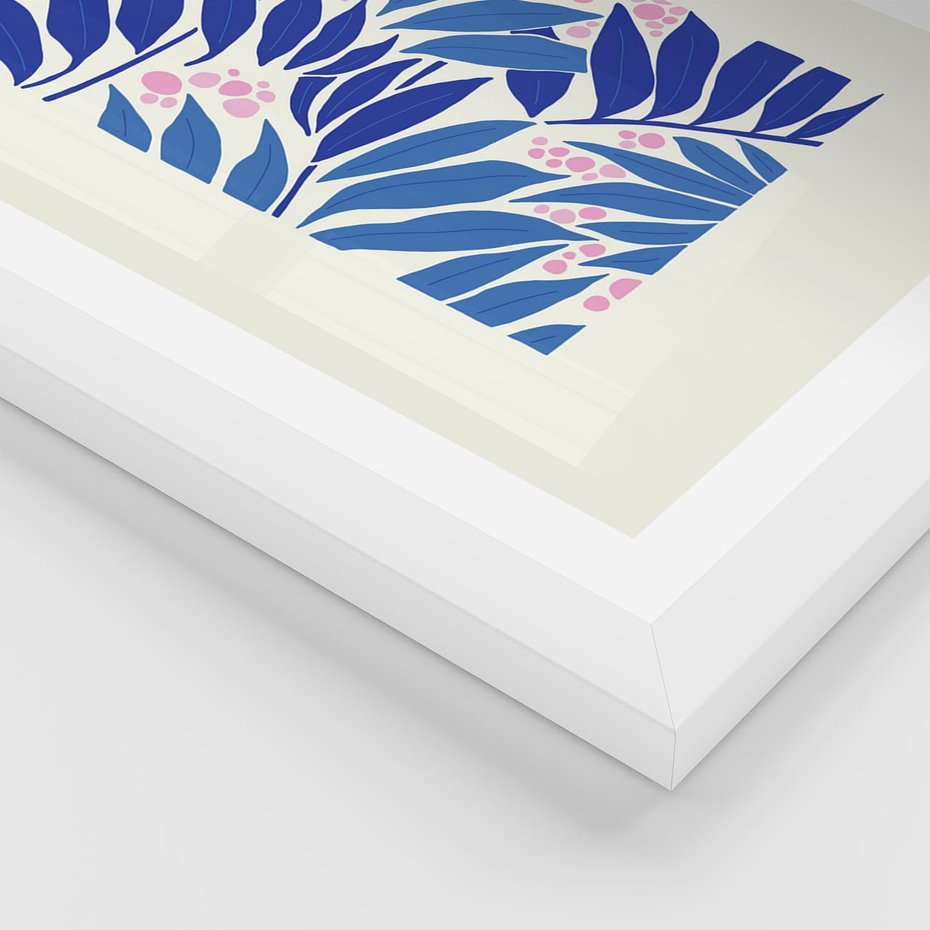 Plakat w ramie 40x50 - Kolorowy Wir - liściasta kompozycja, nowoczesny plakat - rama biała