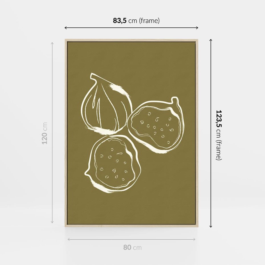 Obraz w ramie 80x120 - Podróżne Barwy - figi, minimalistyczny styl - rama drewno