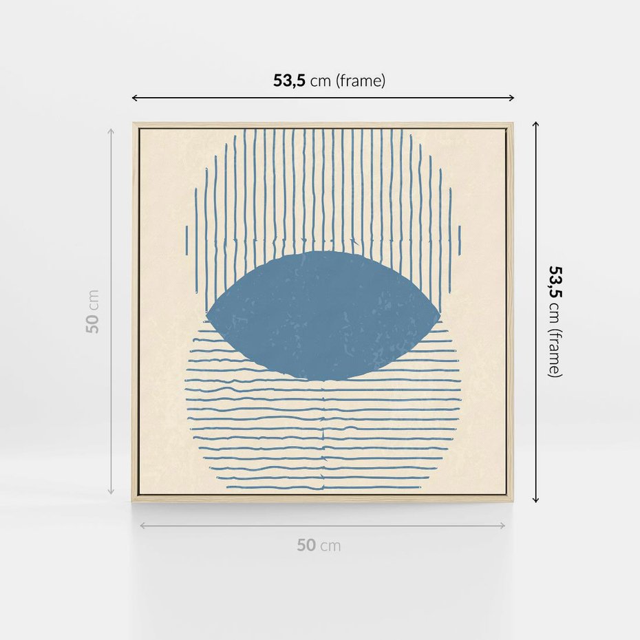 Obraz w ramie 50x50 - Wnętrza Refleksji - geometryczne kształty, koła - rama drewno