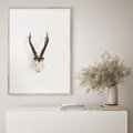Plakat w ramie 40x50 - Minimalistyczne Poroże Jelenia - poroże jelenia na ścianie, minimalizm - rama drewno