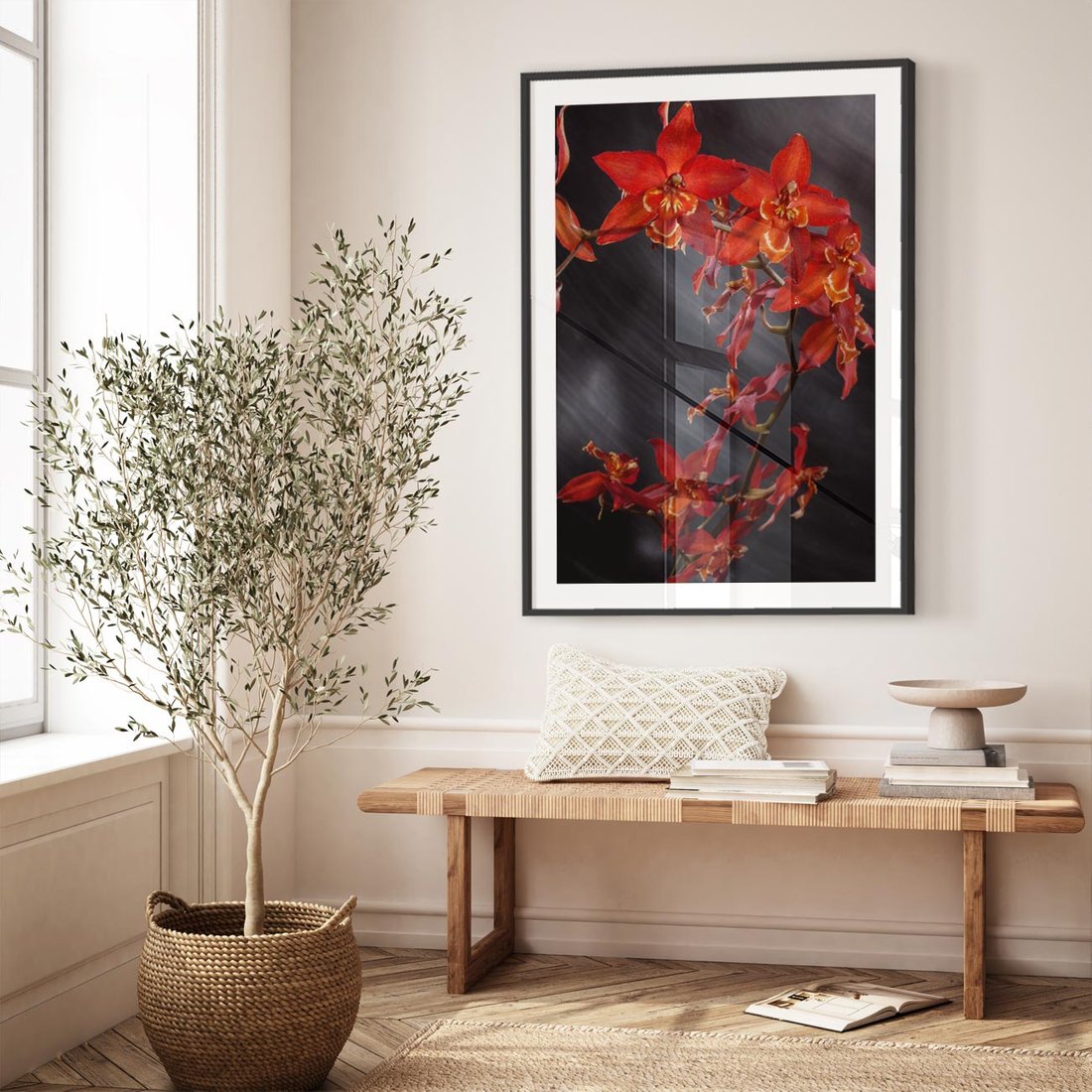 Plakat w ramie 40x50 - Kolorowy Raj - kwiaty, tropikalne - rama czarna
