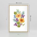 Plakat w ramie 50x70 - Kwiatowe Inspiracje - akwarelowe polne kwiaty, minimalistyczny plakat - rama drewno