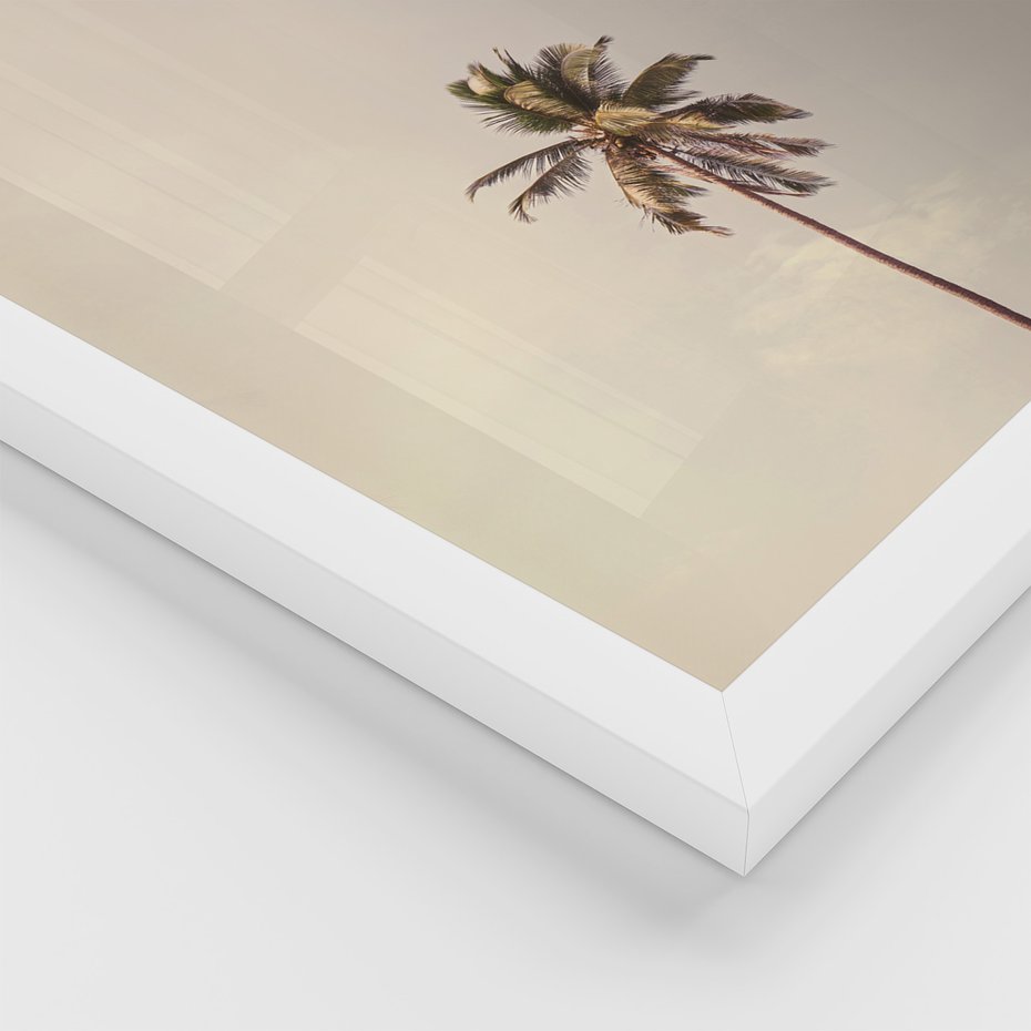 Zestaw obrazy w ramie 30x40 galeria - Tropikalne, palmy, plaża, wakacje - rama biała