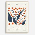 Obraz w ramie 70x100 - Minimalistyczna Uroda Jarzębin - jarzębiny, niebieskie liście - rama drewno