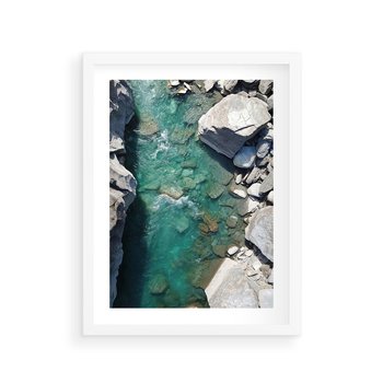 Plakat w ramie 50x70 - Spotkanie natury i siły - rzeka, skały - rama biała