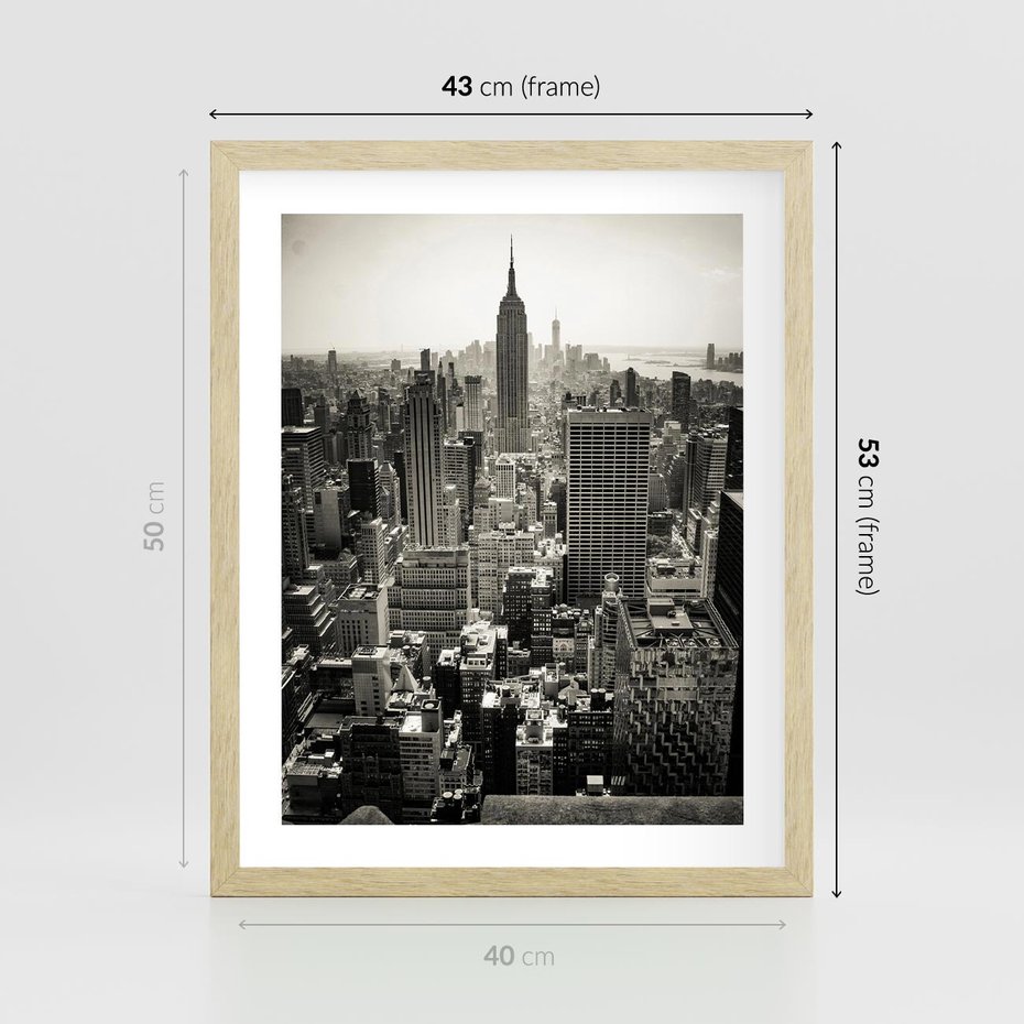 Plakat w ramie 40x50 - Dusza wielkiego miasta - Manhattan, Nowy Jork - rama drewno