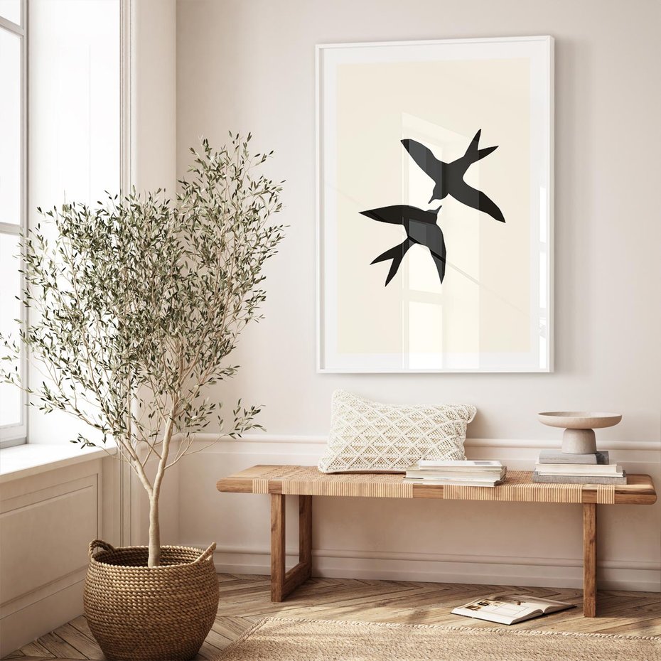 Plakat bez ramy 21x30 - Kreatywne Echa - jaskółki, minimalizm