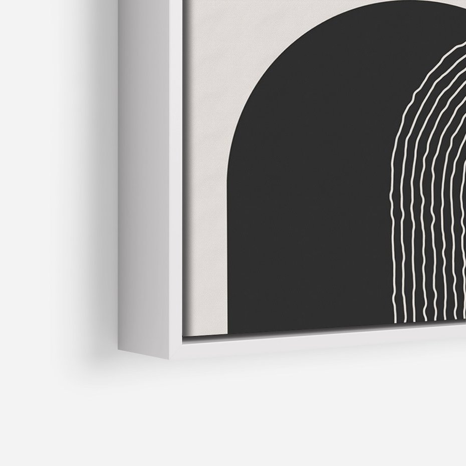 Obraz w ramie 70x100 - Przenikająca Rzeczywistość - abstrakcyjna kompozycja, okręgi i półokręgi - rama biała