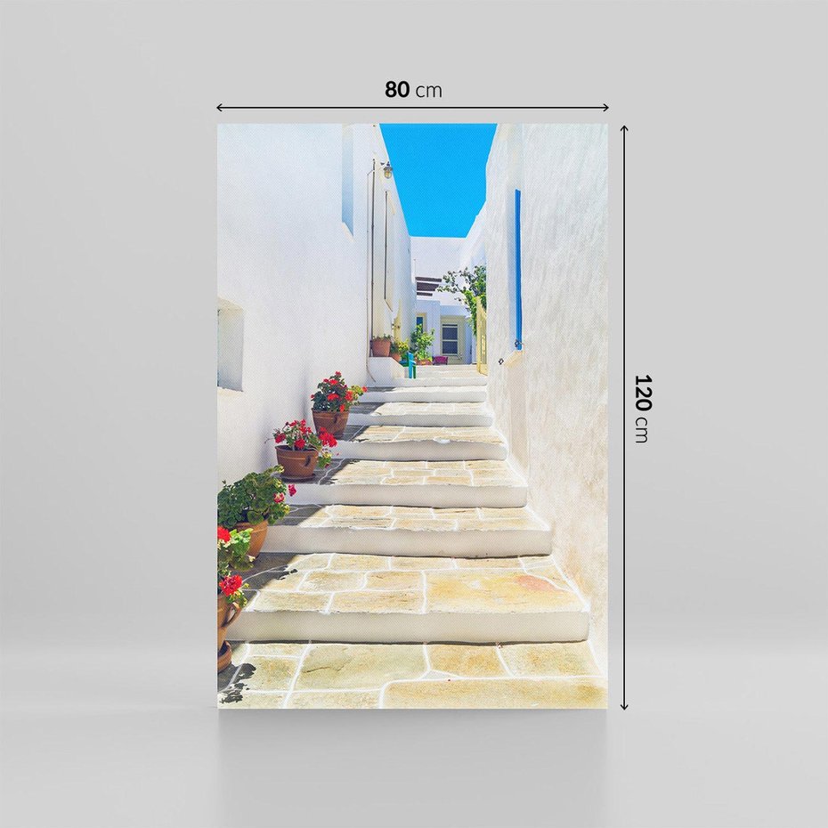 Obraz na płótnie 80x120 - Urok Greckiej Uliczki - grecka, uliczka