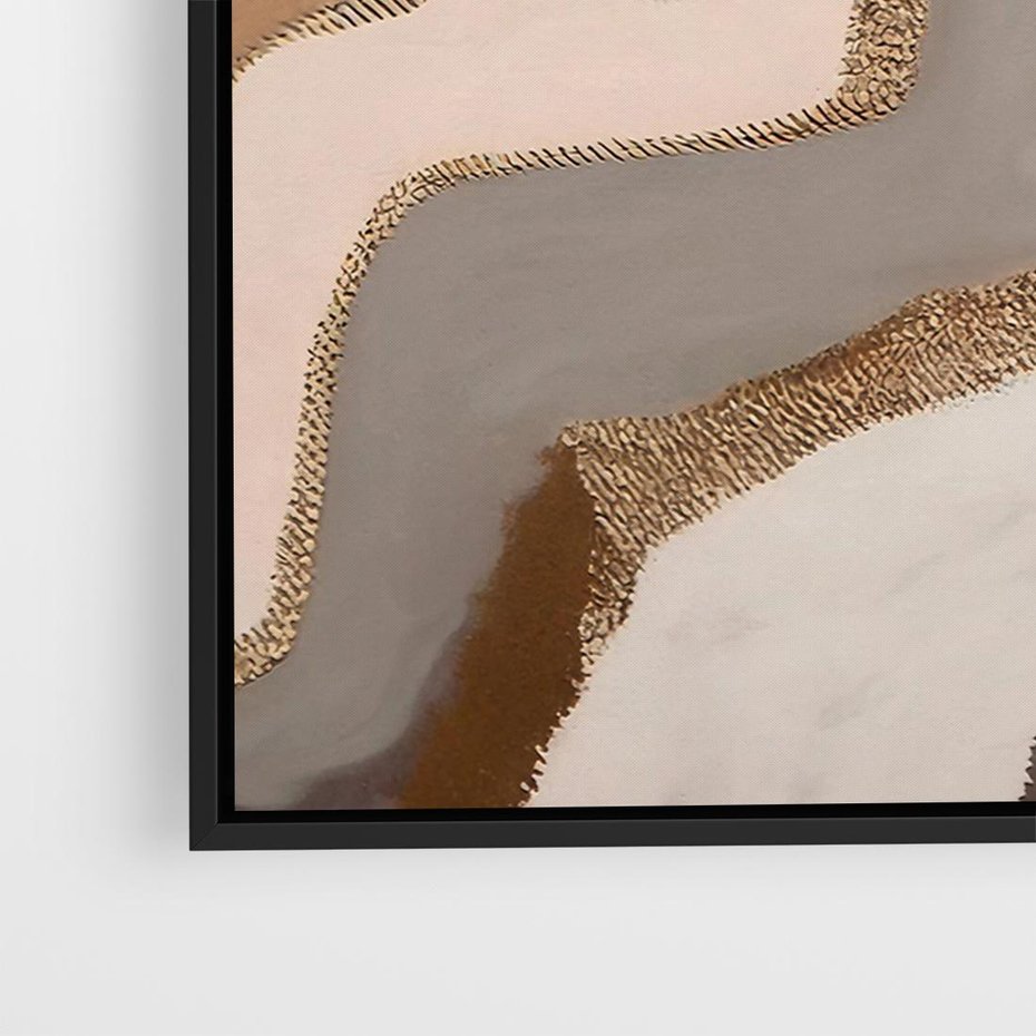 Obraz w ramie 100x70 - Płynne Fale - abstrakcja, neutralne kolory - rama czarna