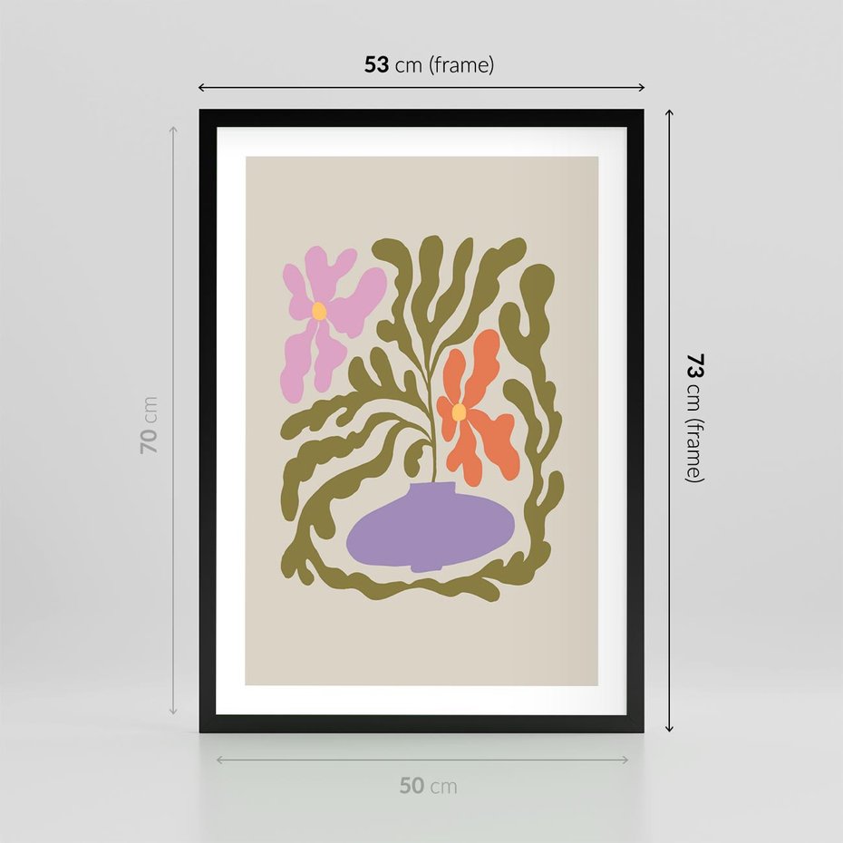 Plakat w ramie 50x70 - Kolorowe Echa - kwiaty, abstrakcja - rama czarna