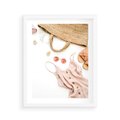 Plakat w ramie 40x50 - Moda na Plażę - kompozycja fashion, sukienka - rama biała