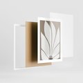 Plakat w ramie 30x40 - Ekspresyjne Kontury - abstrakcyjny kwiat, beże i brązy - rama biała