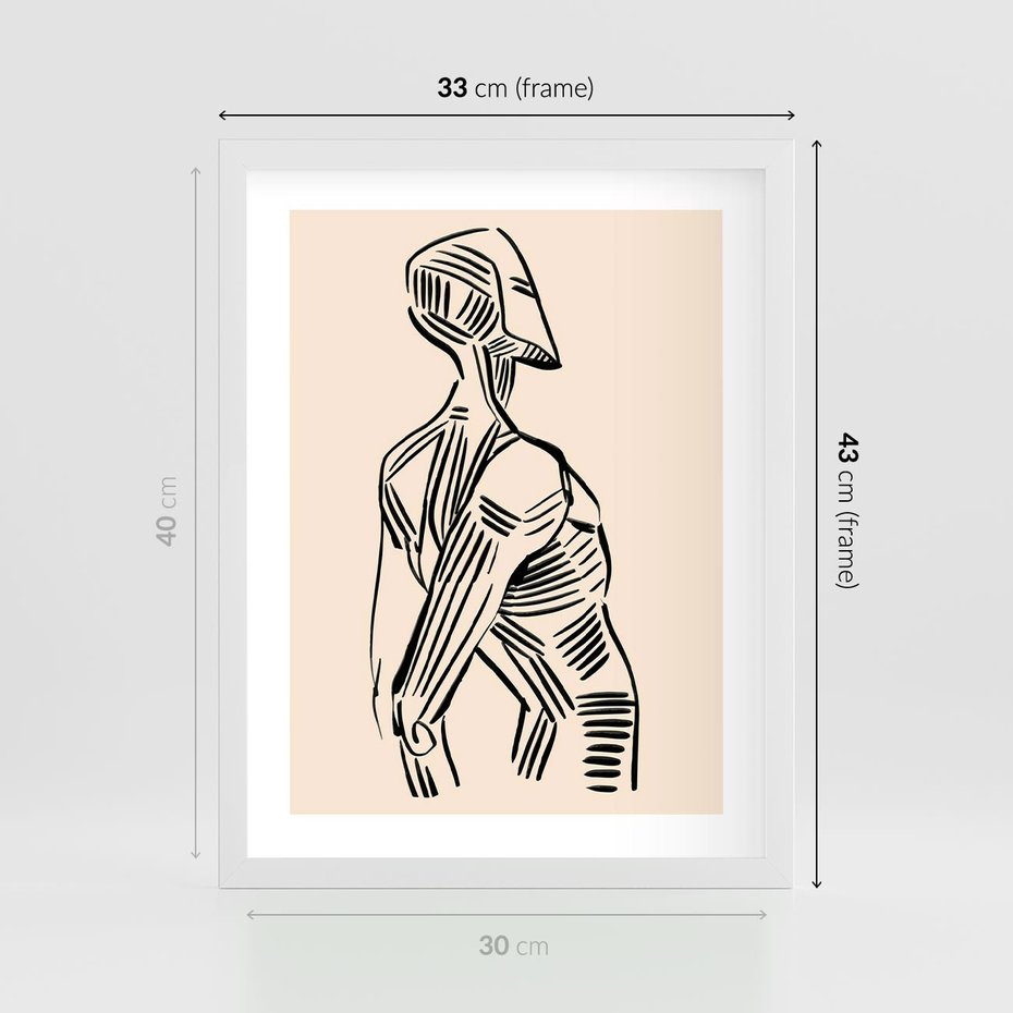 Plakat w ramie 30x40 - Eksploracja Wizualna - szkic, czarno biały - rama biała