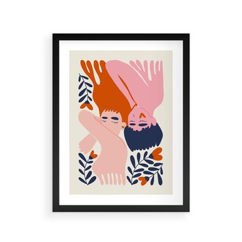 Plakat w ramie 50x70 - Miłość w Dwóch Sercach - miłość, para zakochanych - rama czarna